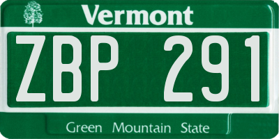 VT license plate ZBP291