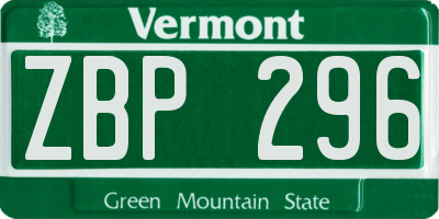 VT license plate ZBP296