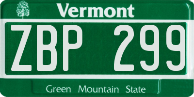 VT license plate ZBP299