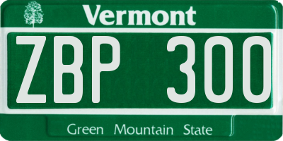 VT license plate ZBP300
