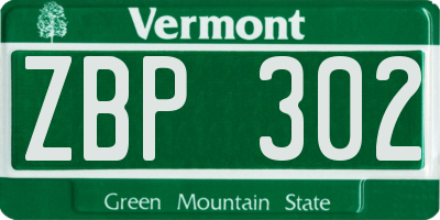 VT license plate ZBP302