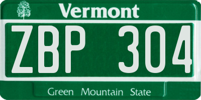 VT license plate ZBP304