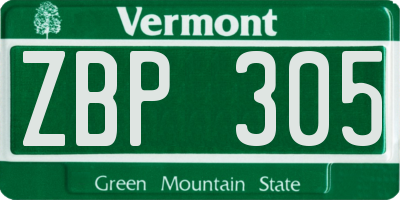 VT license plate ZBP305