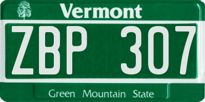 VT license plate ZBP307