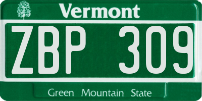 VT license plate ZBP309