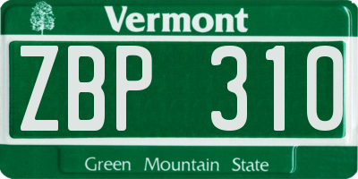 VT license plate ZBP310