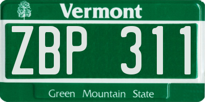 VT license plate ZBP311
