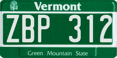 VT license plate ZBP312