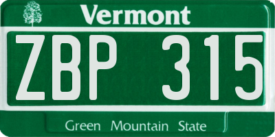 VT license plate ZBP315