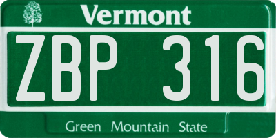 VT license plate ZBP316