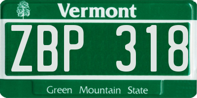 VT license plate ZBP318
