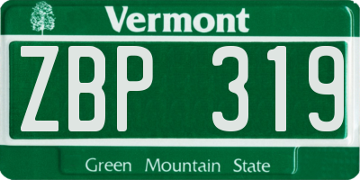 VT license plate ZBP319