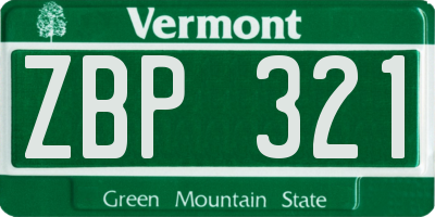 VT license plate ZBP321