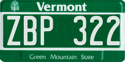 VT license plate ZBP322