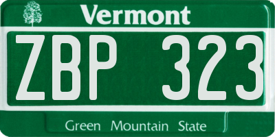 VT license plate ZBP323