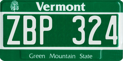 VT license plate ZBP324