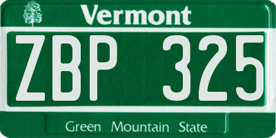 VT license plate ZBP325