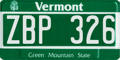 VT license plate ZBP326