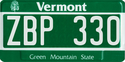 VT license plate ZBP330