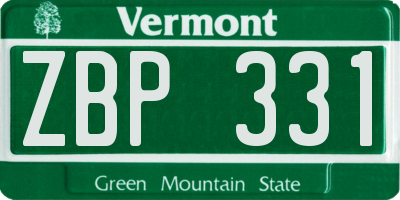 VT license plate ZBP331