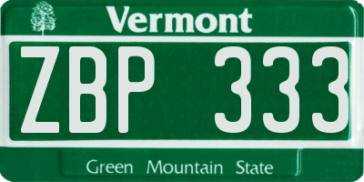 VT license plate ZBP333