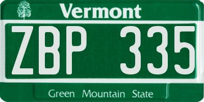 VT license plate ZBP335