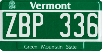 VT license plate ZBP336