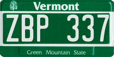 VT license plate ZBP337