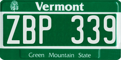 VT license plate ZBP339
