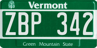 VT license plate ZBP342