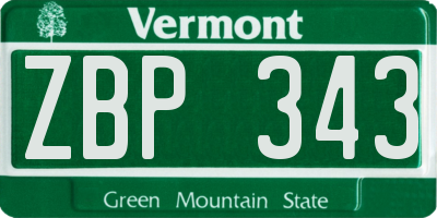 VT license plate ZBP343