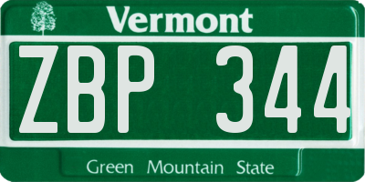 VT license plate ZBP344