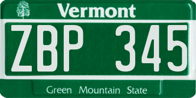 VT license plate ZBP345