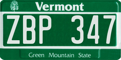 VT license plate ZBP347