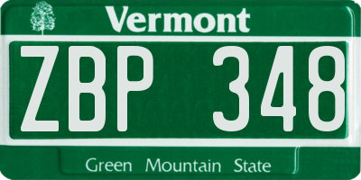 VT license plate ZBP348