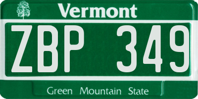 VT license plate ZBP349