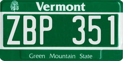 VT license plate ZBP351