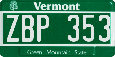 VT license plate ZBP353