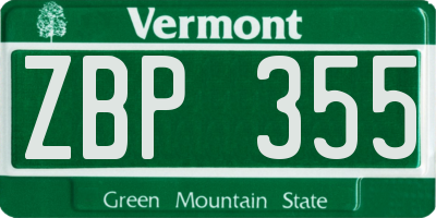VT license plate ZBP355