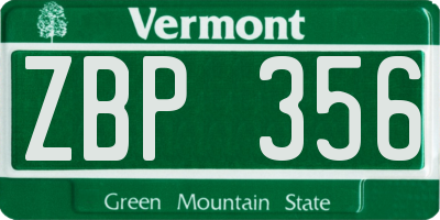 VT license plate ZBP356