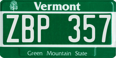 VT license plate ZBP357