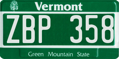 VT license plate ZBP358