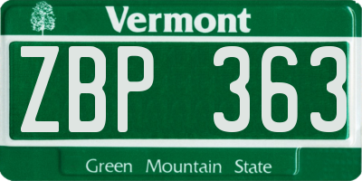 VT license plate ZBP363