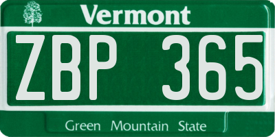 VT license plate ZBP365