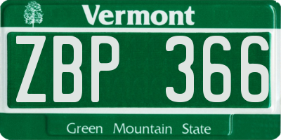 VT license plate ZBP366