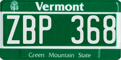 VT license plate ZBP368