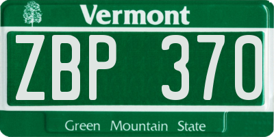 VT license plate ZBP370