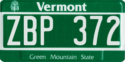 VT license plate ZBP372