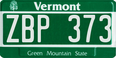 VT license plate ZBP373