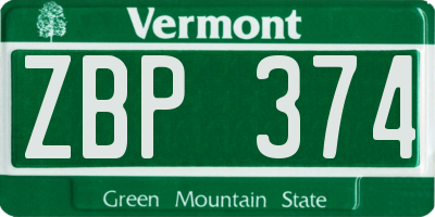 VT license plate ZBP374